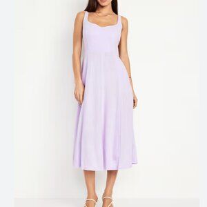 Old Navy Fit & Flare Sleeveless Linen-Blend Midi Dress in Lavender